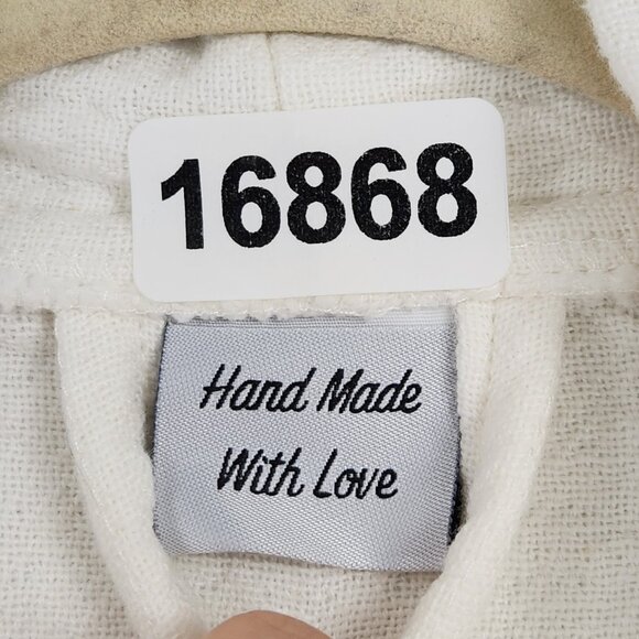 Club Teal Robe Womens One Size Cream Off White Hand Made Palm Tree Resort Kimono - Picture 8 of 11